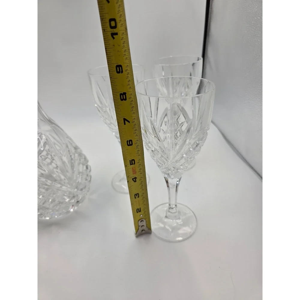 Galway Irish‎ Crystal Decanter and 3 Wine Glasses Set Clear Cut Glass Barware
